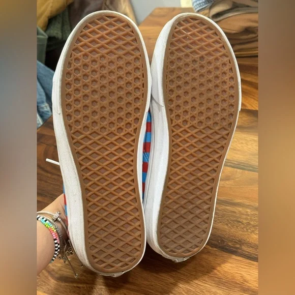 Vans Men’s Red and Blue Checkered Shoes size 9.5 - Picture 3 of 9